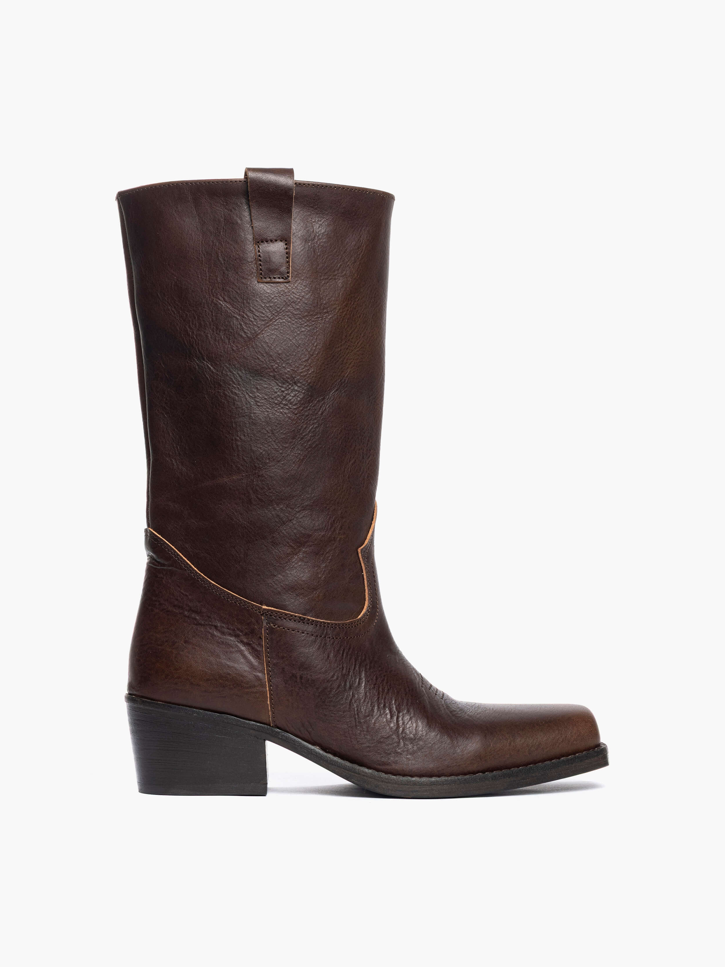 Stivali Texani in vacchetta marrone