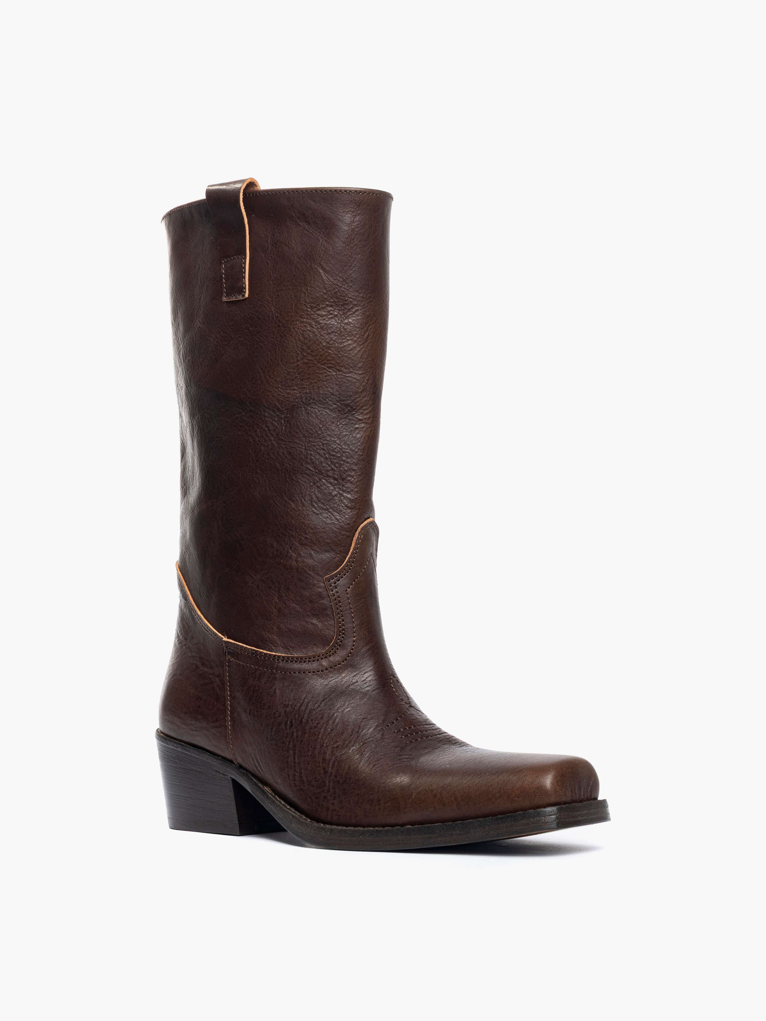 Stivali Texani in vacchetta marrone